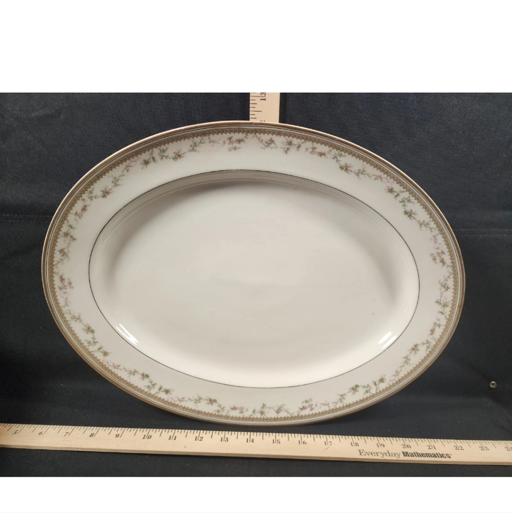 Antique Haviland Limoges France Large Oval Platter Plate Berry Floral Yale Gold
